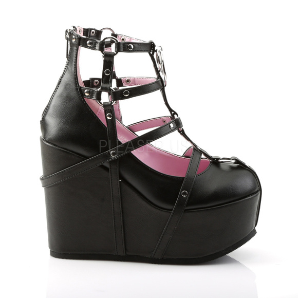 Gothic Cage Wedge Platform Ankle Boots - Picture 4 of 4
